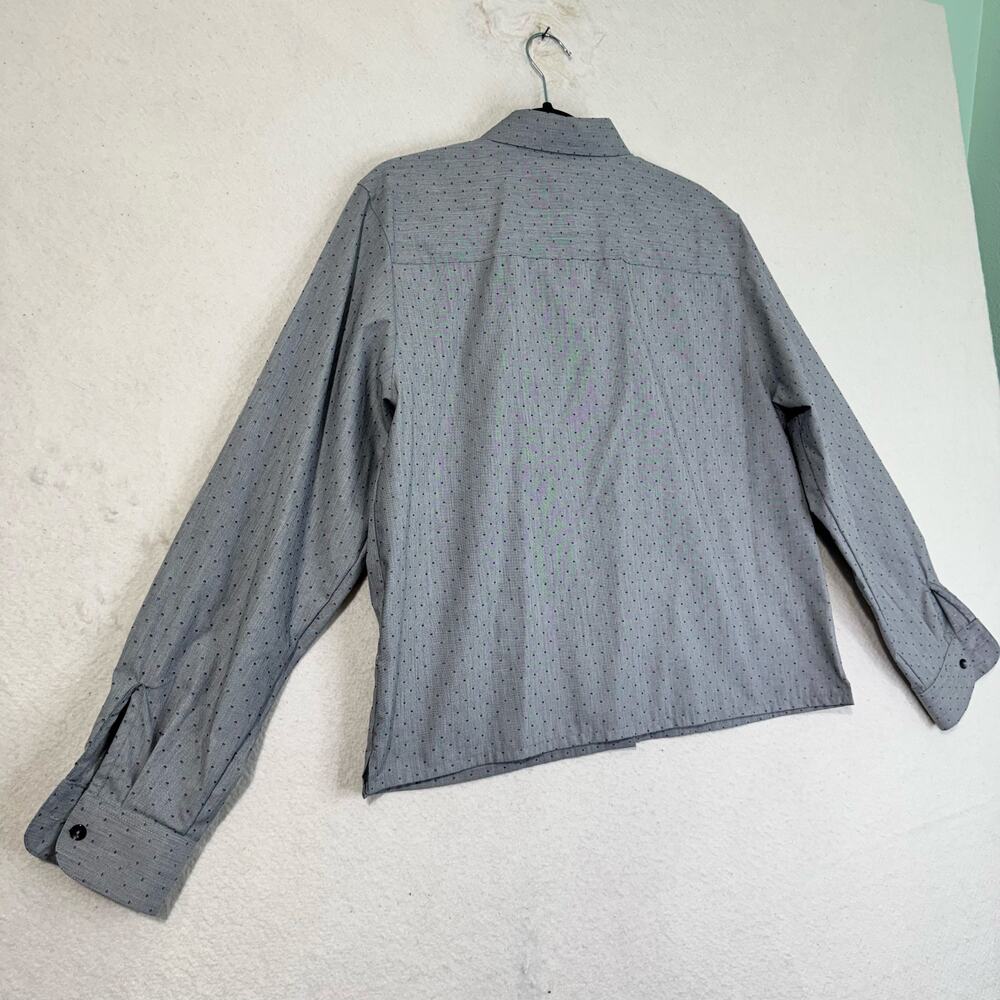 Foxcroft Silver Grey Button-Up Collared Boxy Shirt Polka Dots Pattern Size 12 - Picture 5 of 6